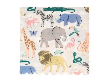 Napkins - Safari Animals - Scallop Edge - Large on Sale