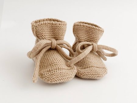 Baby Booties With Lace - Sand Discount