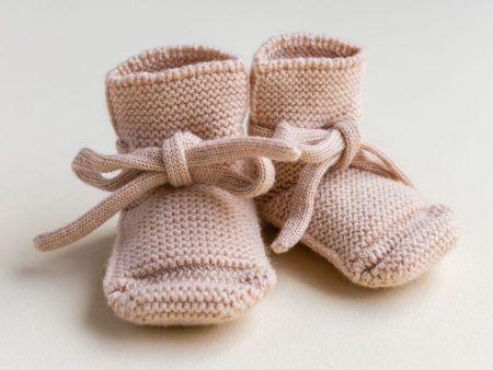 Baby Booties With Lace - Apricot Cheap